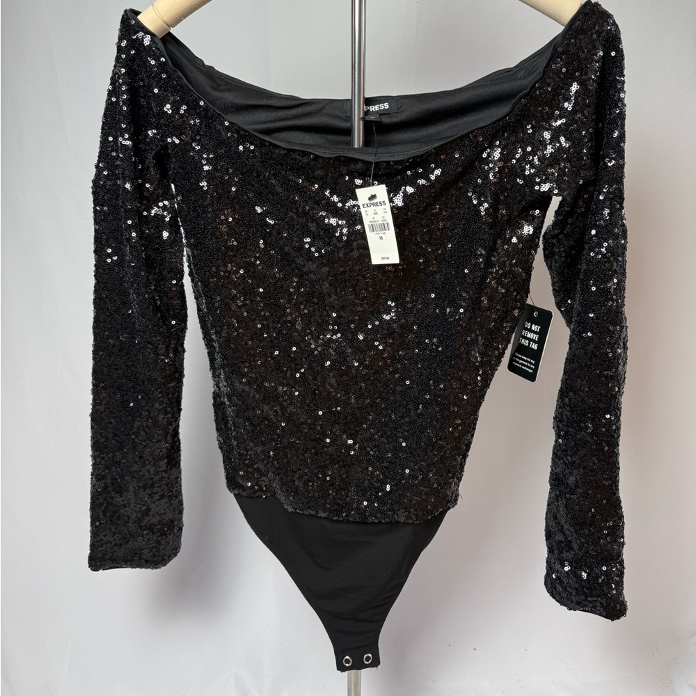 Express Black Sequin Bodysuit